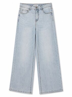 NWOT Light Wash Wide Leg High Rise Stretch Jeans Size 29 Cropped Raw Trendy